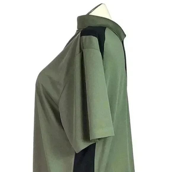 Grand Slam Mens XL 3 Button Colorblock Polo Shirt Green Black Short Sleeve - Picture 5 of 8